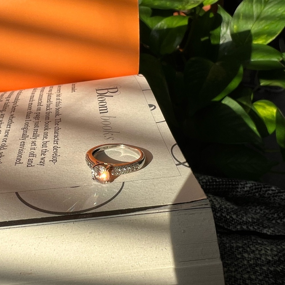 Faux Diamond Wedding Ring / Sterling Silver Ring 💍